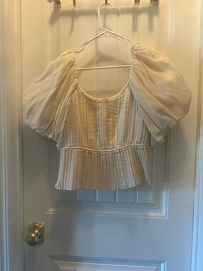 Banana Republic Cream Puff Sleeve Peplum Blouse